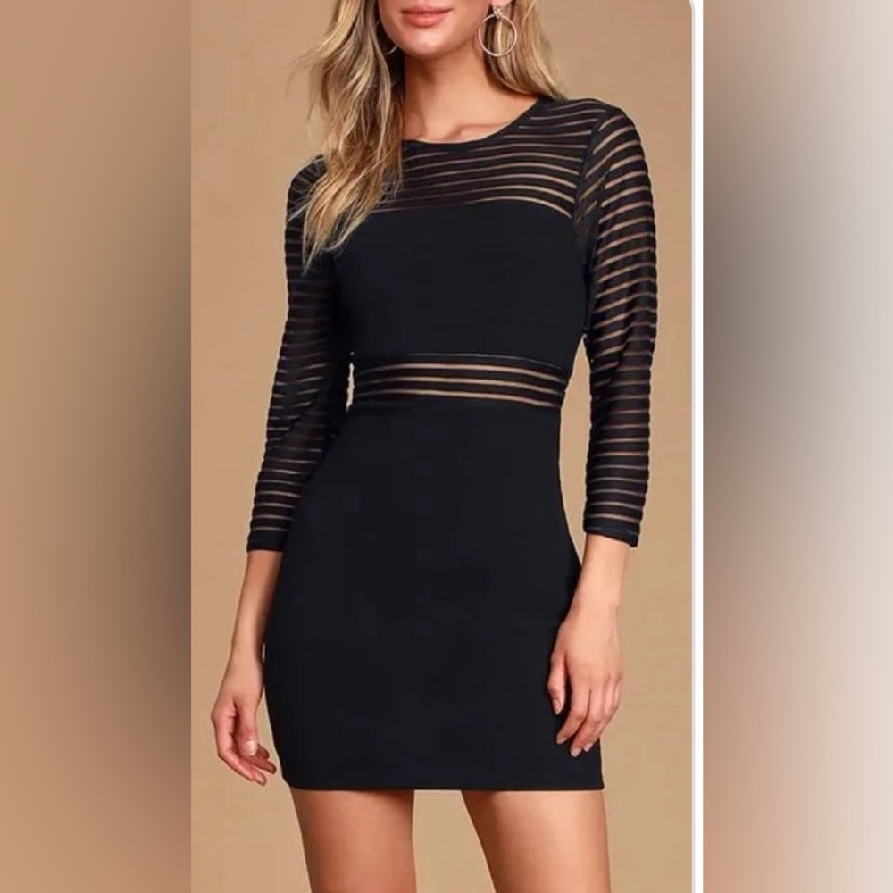 Lulu’s mesh bodycon 3/4 dress Sz Medium
